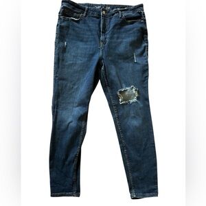 Old Navy Dark Blue Distressed Skinny Jeans